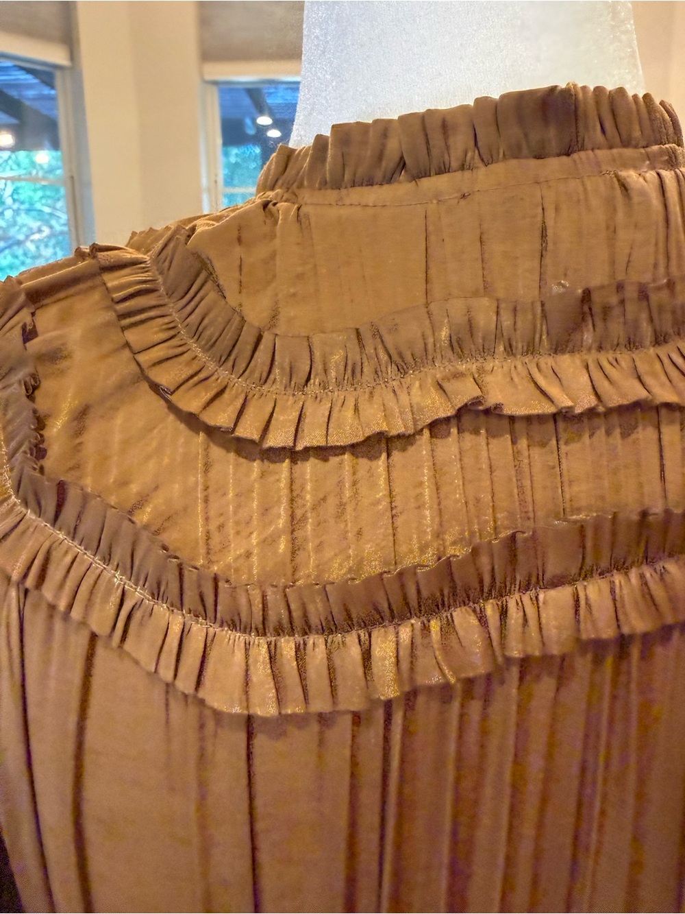 Moon River Bronze Ruffle Tiered Long Sleeve Maxi Dress - Picture 5 of 5